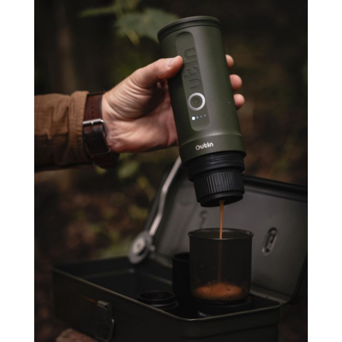 OUTIN NANO pārnēsājams Espresso pagatavošanas aparāts, forest green